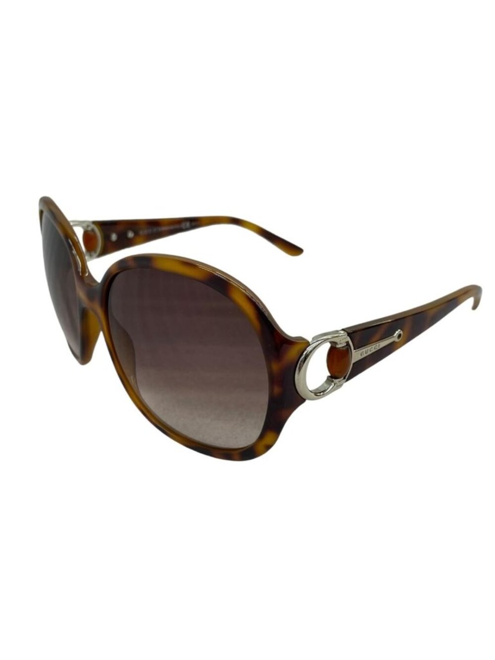Gucci Sunglasses S Tortoiseshell Brown Silver Eyewear